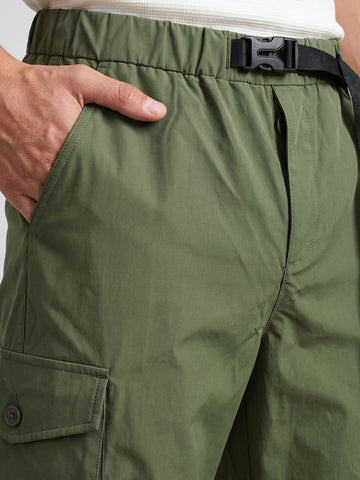 Men's Green Relaxed Fit Solid Utility Cargo