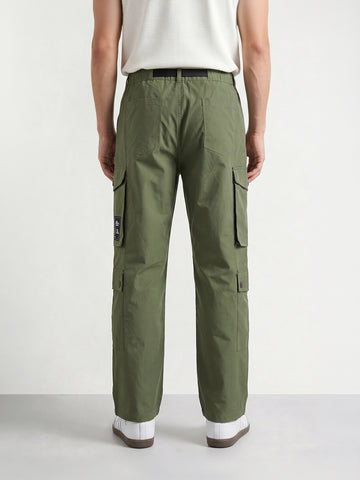 Men's Green Relaxed Fit Solid Utility Cargo