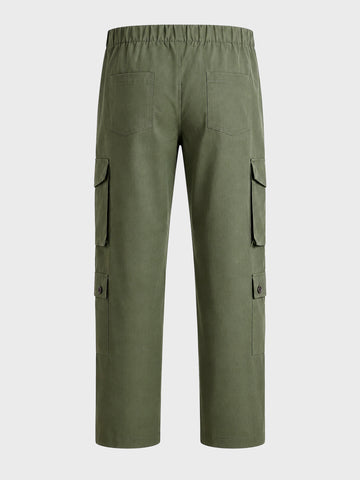 Men's Green Relaxed Fit Solid Utility Cargo