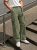 Men's Green Relaxed Fit Solid Utility Cargo