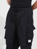 Men's Black Baggy Fit Textured Utility Joggers