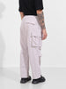 Men's Grey Baggy Fit Textured Utility Joggers