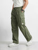 Men's Green Baggy Fit Textured Utility Joggers