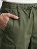 Men's Green Baggy Fit Textured Utility Joggers