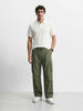 Men's Green Baggy Fit Textured Utility Joggers