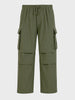 Men's Green Baggy Fit Textured Utility Joggers