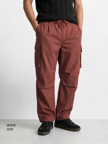 Men's Brown Baggy Fit Solid Utility Joggers