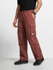 Men's Brown Baggy Fit Solid Utility Joggers