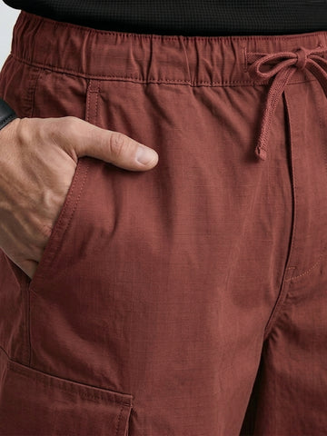 Men's Brown Baggy Fit Solid Utility Joggers