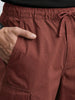 Men's Brown Baggy Fit Solid Utility Joggers