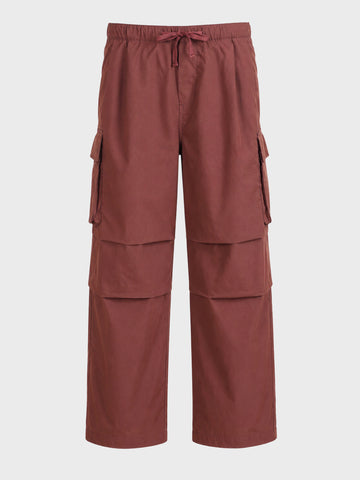 Men's Brown Baggy Fit Solid Utility Joggers