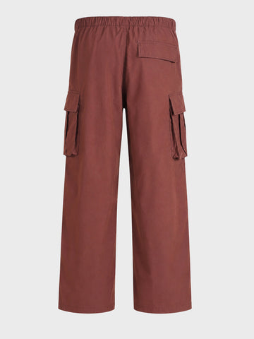 Men's Brown Baggy Fit Solid Utility Joggers