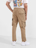 Men's Khaki Relaxed Fit Textured Utility Joggers