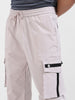 Men's Grey Relaxed Fit Textured Utility Joggers