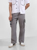 Men's Grey Baggy Fit Textured Utility Cargo