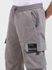 Men's Grey Baggy Fit Textured Utility Cargo