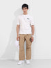 Men's Khaki Baggy Fit Textured Utility Cargo