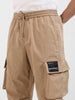 Men's Khaki Baggy Fit Textured Utility Cargo