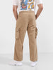 Men's Khaki Baggy Fit Textured Utility Cargo