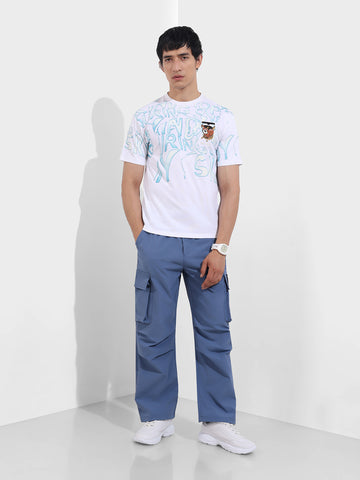 Men's Elemental Blue Baggy Fit Textured Utility Cargo