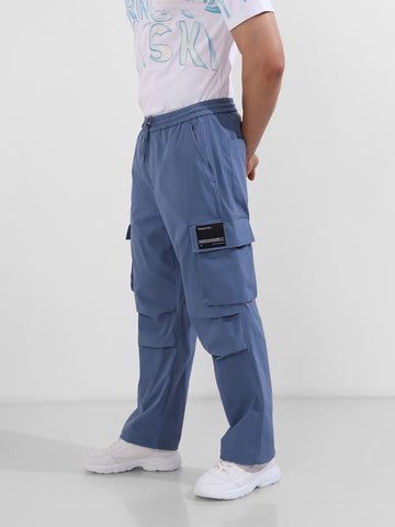 Men's Elemental Blue Baggy Fit Textured Utility Cargo