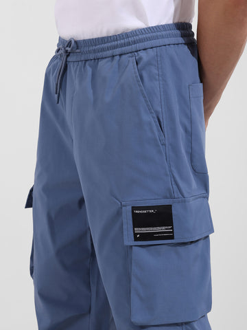 Men's Elemental Blue Baggy Fit Textured Utility Cargo