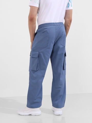 Men's Elemental Blue Baggy Fit Textured Utility Cargo