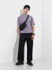 Men's Black Baggy Fit Textured Utility Cargo