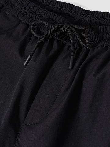 Men's Black Baggy Fit Textured Utility Cargo