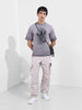 Men's Ice Grey Baggy Fit Textured Utility Cargo