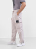 Men's Ice Grey Baggy Fit Textured Utility Cargo