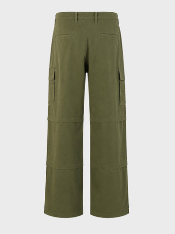Men's Green Wide Leg Fit Printed Casual Cargos