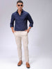 Men's Navy Blue Regular Fit Textured Resortwear Shirt
