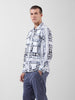 Men's White Regular Fit Printed Winter Shirt