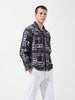 Men's Black Regular Fit Printed Winter Shirt