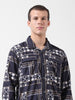 Men's Black Regular Fit Printed Winter Shirt