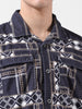Men's Black Regular Fit Printed Winter Shirt