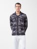 Men's Black Regular Fit Printed Winter Shirt