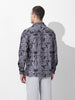 Men's Grey Regular Fit Printed Winter Shirt