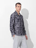 Men's Grey Regular Fit Printed Winter Shirt