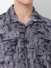 Men's Grey Regular Fit Printed Winter Shirt
