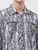 Men's Black White Regular Fit Printed Winter Shirt