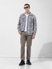 Men's Black White Regular Fit Printed Winter Shirt