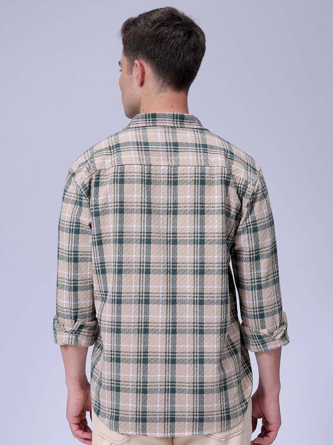 Men's Green Relaxed Fit Checked Resortwear Shirt