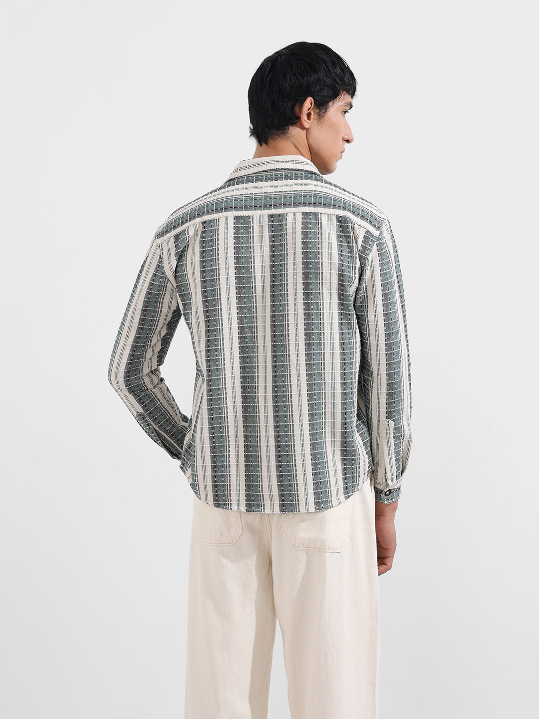 Men's Green Slim Fit Resort Wear Checkered Shirt
