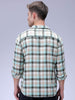 Men's Olive Relaxed Fit Checked Textured Shirt