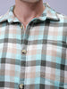 Men's Olive Relaxed Fit Checked Textured Shirt