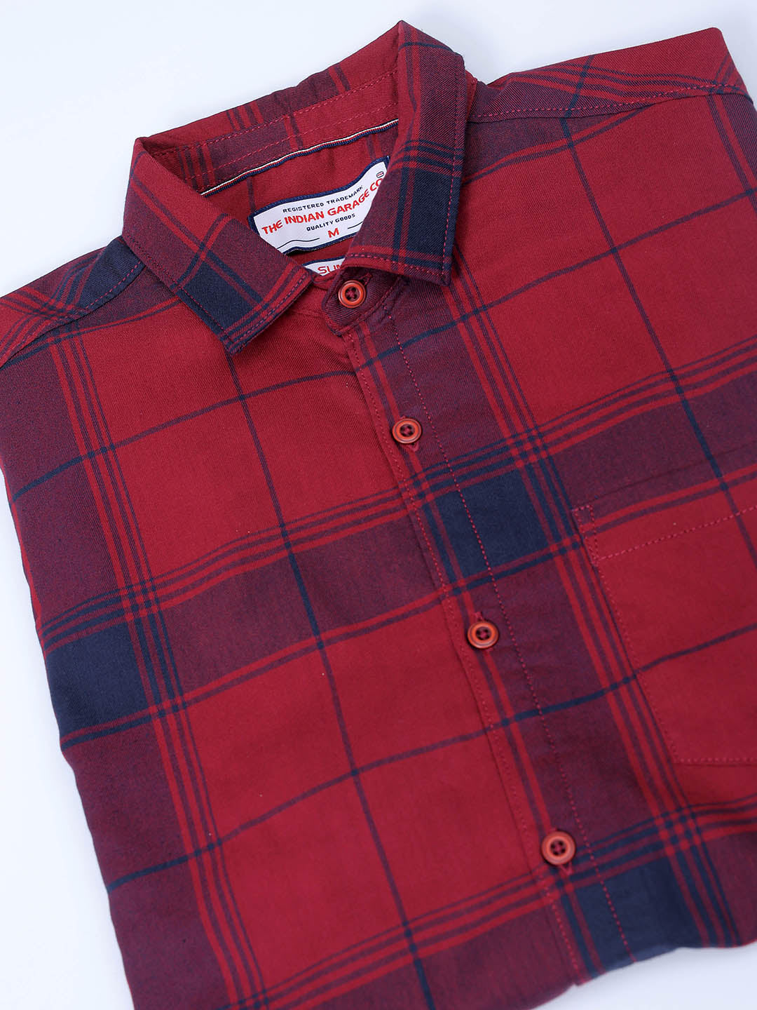 Men's Red Slim Fit Checked Casual Shirt