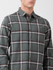 Men's Olive Slim Fit Checked Casual Shirt