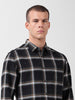 Men's Black Slim Fit Checked Casual Shirt